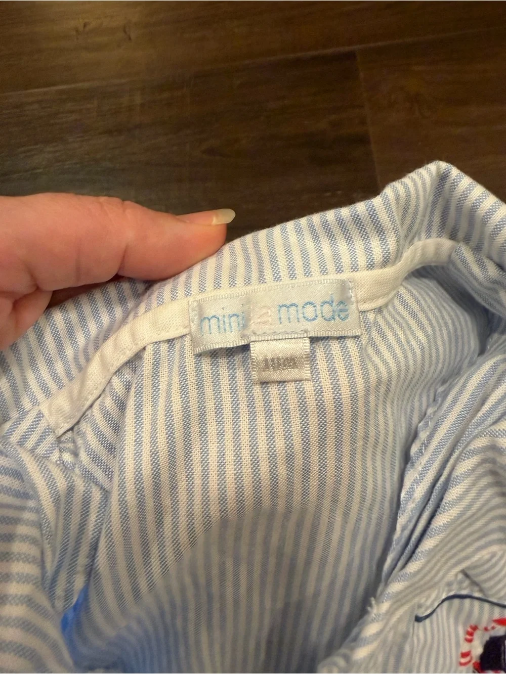 Mini La Mode Boys Pajama Top 18 Months Blue White Stripe Pima Cotton